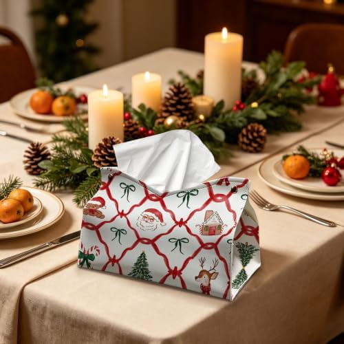UTELKA Christmas Tissue Box Cover Rectangle, Santa Tissue Holder for Desk - Image 3