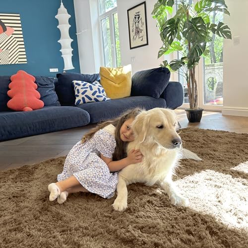 OLANLY 2x6 Machine Washable Runner Rugs for Hallway, Soft Fluffy Shaggy Bedside Rugs for Bedroom, Living Room, Indoor Floor Carpet for Kids Girls and Boys, Home Decor Aesthetic, Taupe - Image 6