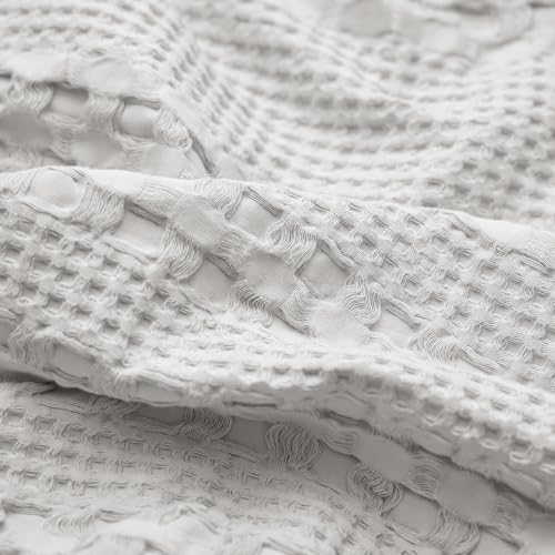 PHF Cotton Waffle Pillow Shams King Size 20" x 36", Light Grey, No Insert - Image 5