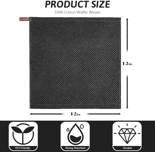 Nialnant 6 Pack Kitchen Towels, 100% Cotton Dish Cloth for Washing Dishes, Absorbent Quick Drying Dish Rags, Multipurpose Cleaning Rags-12x12 Inches - Image 2