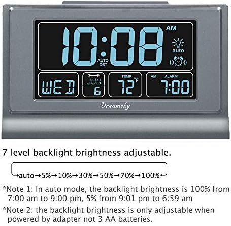 DreamSky Alarm Clocks for Bedrooms with Battery Backup, Auto Set - Image 2