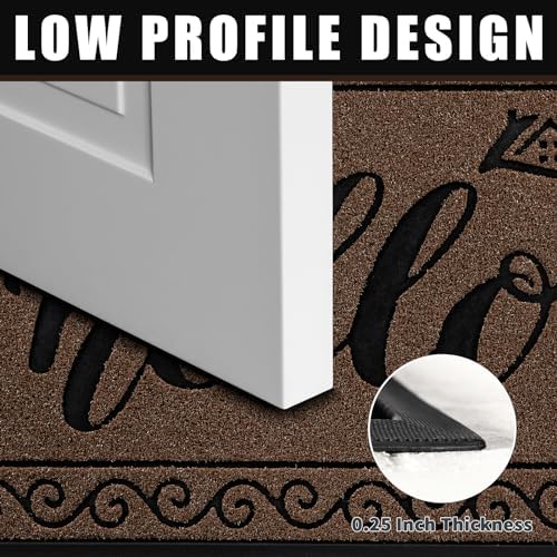 Yimobra Welcome Mats for Front Door 29.5x17, Heavy Duty Waterproof Outdoor Door Mat Outside Entrance, Non-Slip Low Profile Indoor Entryway Mat for Garage Patio, Coffee - Image 4