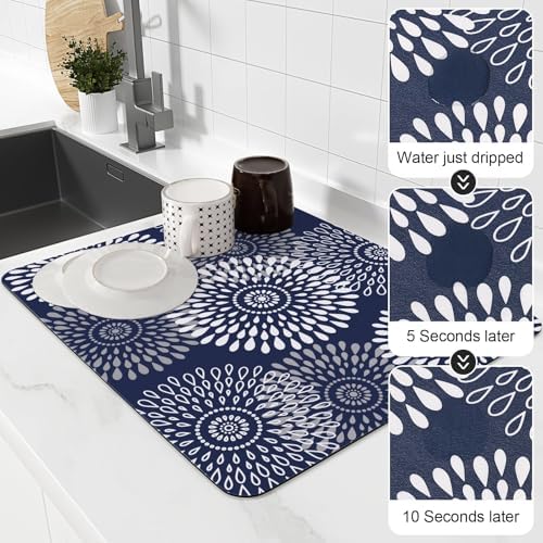 Dish Drying Mat Absorbent Kitchen Counter Mat Rubber Backing Draining Mat - Image 4