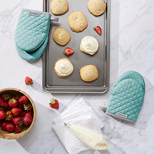 KitchenAid Asteroid Mini Oven Mitt Set, 5.5"x8", Aqua, 2 Piece - Image 2