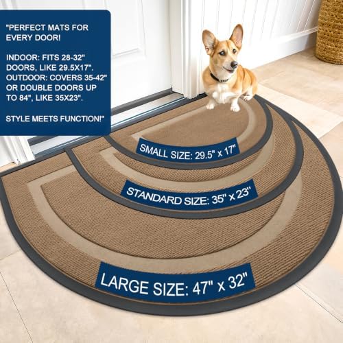 OLANLY Half Circle Front Door Mat Outside 35x23 All-Season Rubber Doormat - Image 2