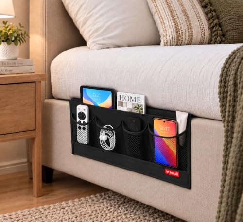 Bedside Storage Organizer with 6 Pockets, Bedside Caddy, Table Cabinet Storage Organizer for TV Remote Control, Phones, Magazines, Tablets, Accessories, Black - Image 3