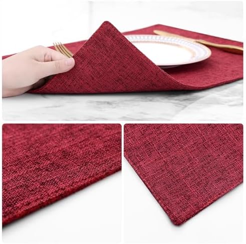 homing Faux Cotton Linen Placemats Set of 4, Cloth Dining Table Mats - Image 5