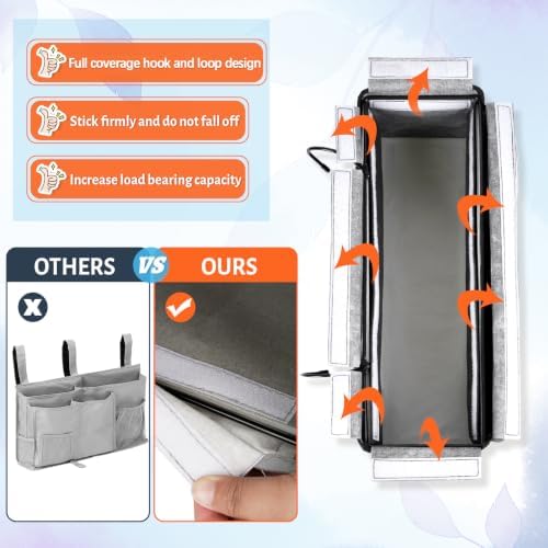 Bedside Caddy, Bedside Storage Bag Hanging Organizer for Bunk Dorm Bed Rail - Image 5