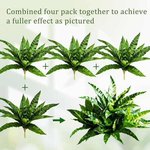 Fake Ferns,2Planter 35in Outdoor Faux Plants UV Resistant,3D Real Touch Fake Plants Total 120 Blades,Weatherproof Artificial Plants Outdoor Indoor for Garden Porch Home Living Room Decor - Image 4