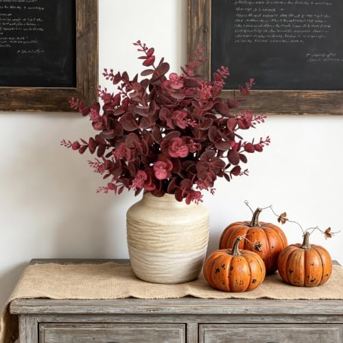 Artificial Eucalyptus Plant in Ceramic Vase, 13.8" Faux Potted Plant - Image 6