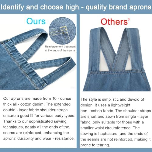 Denim Bib Apron for Women Men, Unisex Cross Back Aprons with Large Pockets - Image 4