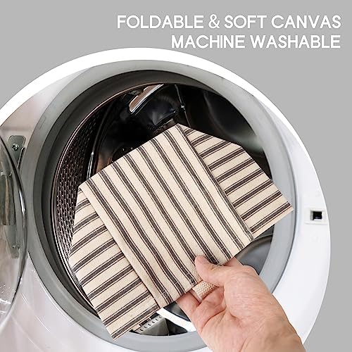 Tissue Box Cover, Fabric Tissue Box Holder Square, Stylish Toilet Paper Storage, Modern Bathroom Counter Organizer Decorations Accessories,Ticking Stripe 5''x5''x5'' (Pastel Grey) - Image 6