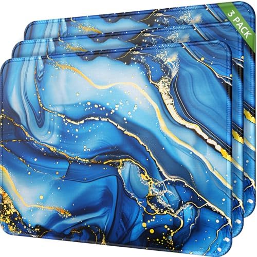 MROCO 3-Pack Mouse Pads, 30% Larger Surface, 8.5 x 11 in, Blue Marble by MROCO