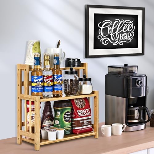 Sorbus Kitchen Countertop Organizer, 3-Tier Bamboo Storage Shelf Rack - Image 2