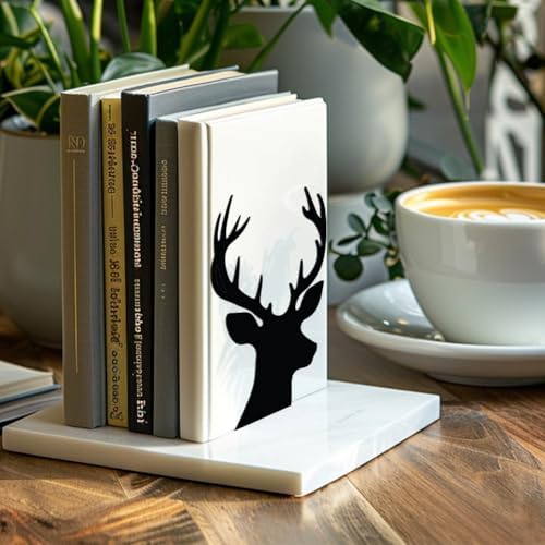 Peacoblue 5.3"x4.3"x7.9" Metal Bookends, Heavy Duty Book Ends for Shelves - Image 6