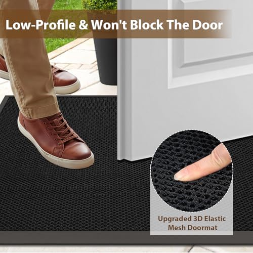 Front Door Mat Outside Entrance Entry Welcome Mat 17"x30" Black - Image 5