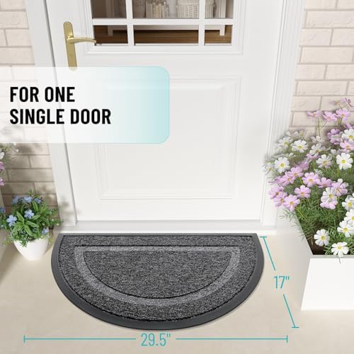 OLANLY Half Circle Front Door Mat Outside 29.5x17 All-Season Rubber Doormat - Image 2