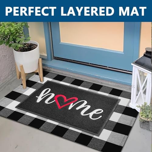 EARTHALL Door Mat 2-Pack Outside Inside Home Doormat 30"x17.5" Durable Floor Mat Non Slip Rug Ultra Absorb Mud Easy Clean Front Doormat for Garage, Entryway, Patio, High Traffic Areas, Black - Image 3