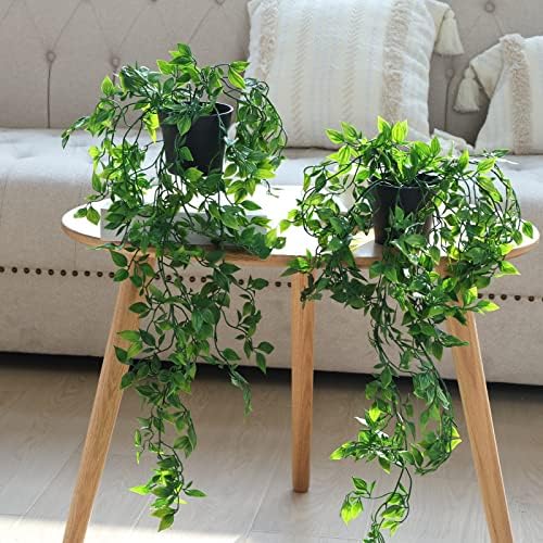 Whonline 3 Pack Artificial Hanging Plants Fake Plants with Pots for House Bedroom Wall Garden Decor - Image 5