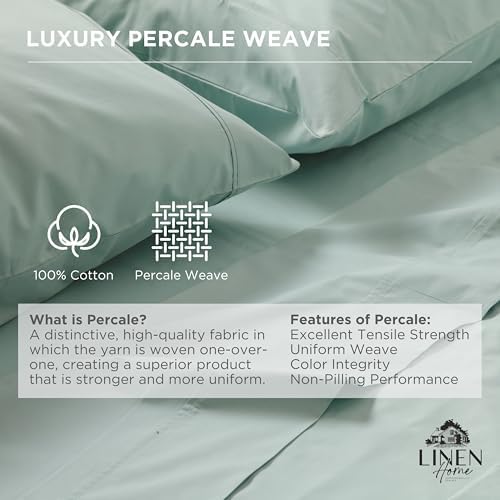 100% Cotton Percale Queen Fitted Sheet, Pastel Turk, 1 Deep Pocket Fitted Sheet, Crisp and Cool Strong Bed Linen, 60"X80"+15" - Image 2