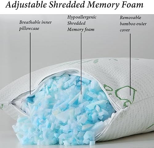 HOXXME Single Memory Foam Pillows King Size Set of 1, Cooling Rayon Pillow with Breathable Cover, Bed Pillow for Sleeping 1 Pack, Firm Adjustable for Neck Support, Hotel Quality Rest Pillow 20" x 36" - Image 2