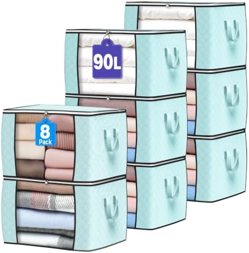 90L Large Storage Bags, 8 Pack Clothes Storage Bins Closet Organizers by BuddingJoy-BuildaJoyfulLifeforYou