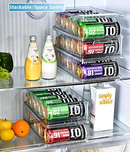 Xicennego Large Stackable Soda Can Organizer for Refrigerator, Fridge Can Organizer Dispenser for Tall Cans of 500ml/17oz, Beverage Can Holder for Refrigerator, Pantry, Cupboard - Image 4