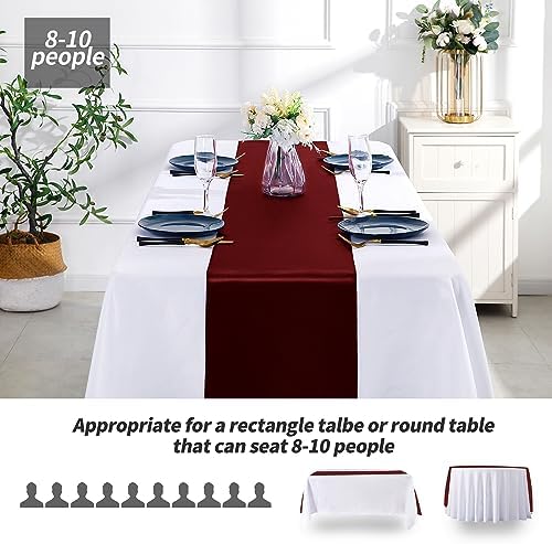 SiinvdaBZX 4 Pcs Burgundy Satin Table Runner 12 x 108 inches Long - Image 3