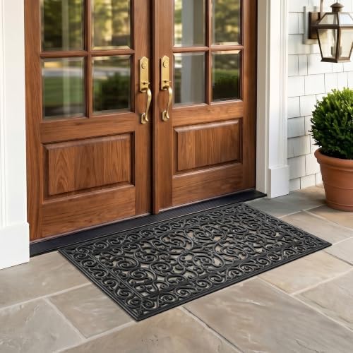 A1 Home Collections 10-LB Heavy Duty Rubber Doormat 24"×48" - Won't Blow Away | Outside Front Door Mat, Mud Dirt Scraper, Non-Slip Drainage Mat for Entryway Patio Garage, All-Weather, 100% Rubber Mats - Image 2