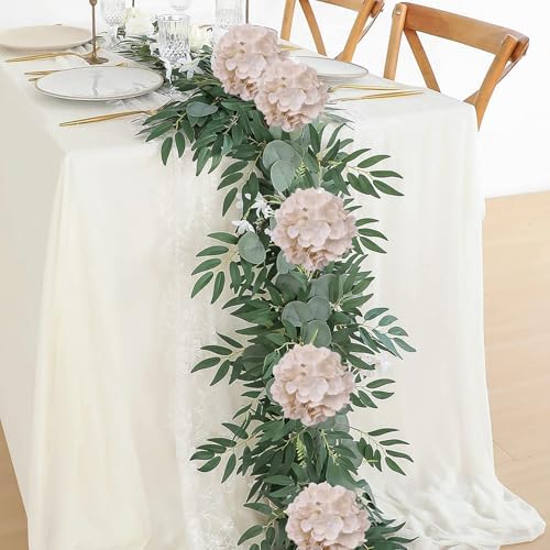 AVIVIHO 10pcs Beige Hydrangea Artificial Flowers Bulk Fake Flowers Hydrangea Silk Flowers with Stems for Western Boho Decor,Home,Wedding Party DIY Pampas Grass Florals Arrangement Decoration - Image 5