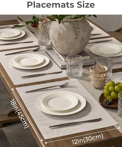 Leetaltree Pale Beige Placemats Set of 12 - Heat Resistant Non-Slip Place mats for Dining Table, Washable Durable PVC Vinyl Woven Table Mats（Pale Beige, 12） - Image 4