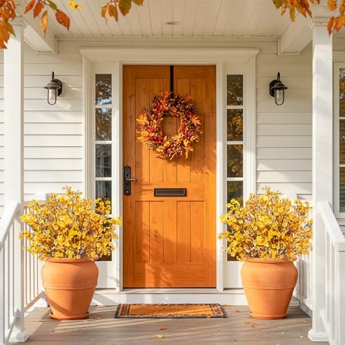 8Pcs Artificial Fall Flowers Real Touch Fake Yellow Silk Flower Decorations - Image 3