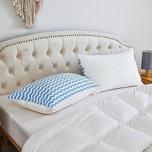 Pillows Queen Size for Bed - Adjustable Firm Pillow for Back Stomach and Side Sleeper - Shredded Memory Foam Cooling Pillow for Neck and Shoulder Pain with Washable Cover - Image 5