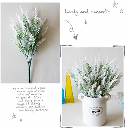 CATTREE Artificial Lavender, Plastic Plants Fake Flowers Bouquet Home Bridal Wedding Office Party Garden Balcony Indoor Outdoor DIY Centerpieces Arrangements Simulation Craft Decoration White 4pcs - Image 3