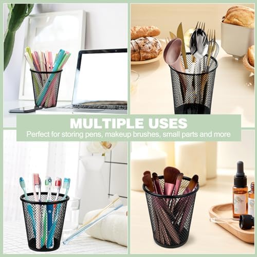 12 Packs Pen Holders, Mesh Pen Cup, Metal Pencil Holders for Desk - Image 6