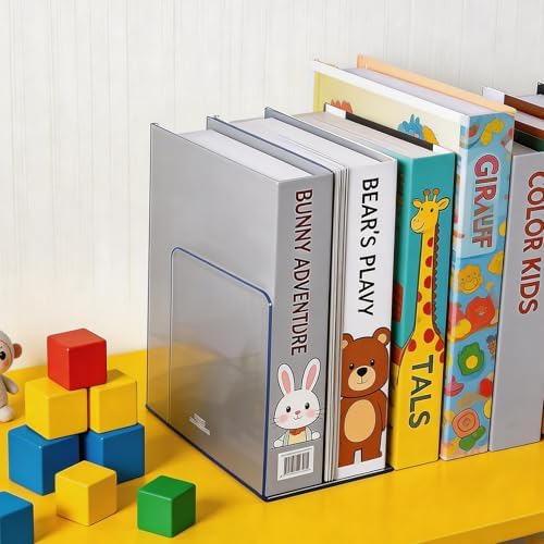 16 Pcs Acrylic Bookends, Book Ends Clear Acrylic Bookends for Shelves, Transparent Bookend Organizer, Book Holder Stand Decorative, Book Stoppers for Heavy Duty Books, CD, File, Video Games - Image 3