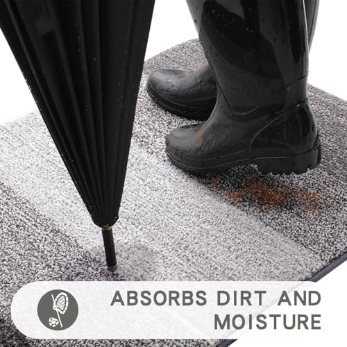 Kitinjoy Indoor Outdoor Door Mat, 48x32 Non-Slip Dirt Trapper Doormats - Image 2