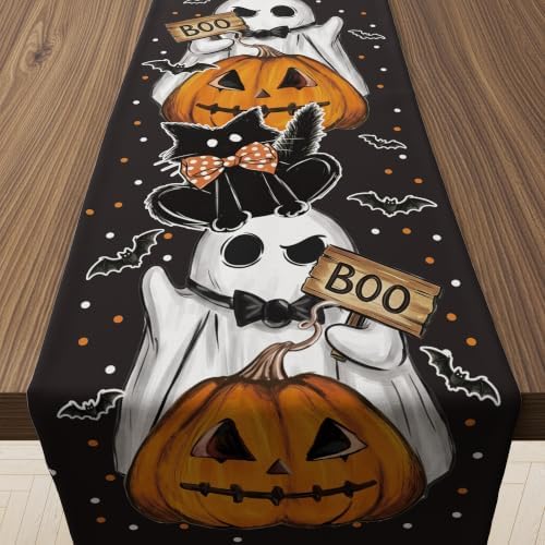 Halloween Decorations - Boo Halloween Table Runner for Home Party Decor by OHOME