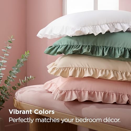 Bedsure Ruffle King Size Pillow Cases Set of 2, Red Pillow Shams - Image 7
