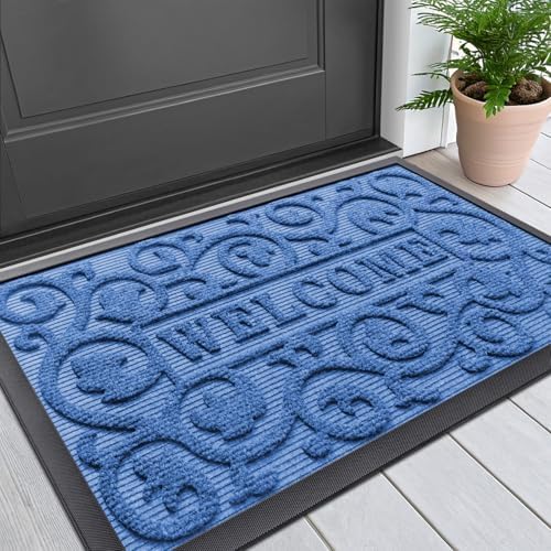 Smiry Front Door Mat Outside Entrance, Low Profile Rubber Doormat, 29.5x17 by Smiry