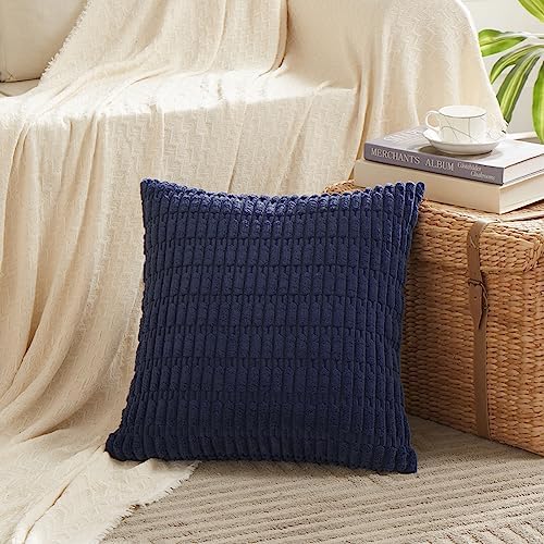Fancy Homi 4 Packs Decorative Throw Pillow Covers for Living Room Couch Bed, Modern Farmhouse Boho Home Décor Accent Cushion Case, 20" x 20", Navy Blue - Image 2