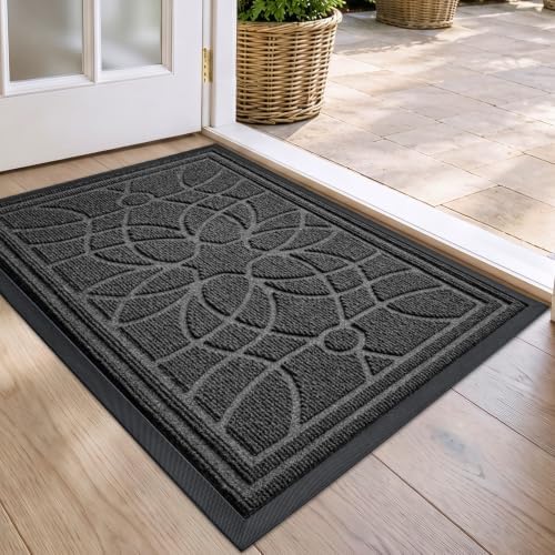 DEXI Front Door Mat Outside Entrance 17x30, Heavy Duty Non Slip, Grey by DEXI