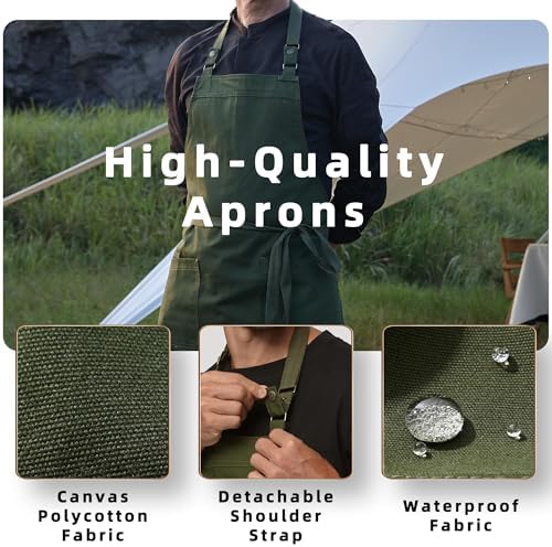 Chef Men Canvas Waterproof Apron Pocket 4251GB - Image 3