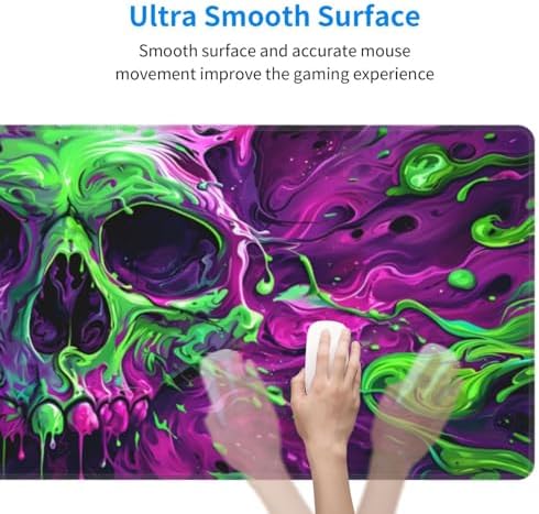 Gaming Mouse Pad Desk Pad,Extended Big Mouse Pad,31.5x11.8 Inch Long Computer Keyboard Mouse Mat Mousepad with 3mm Non-Slip Base and Stitched Edge for Gaming and Office… (Watercolor Skull 2) - Image 5