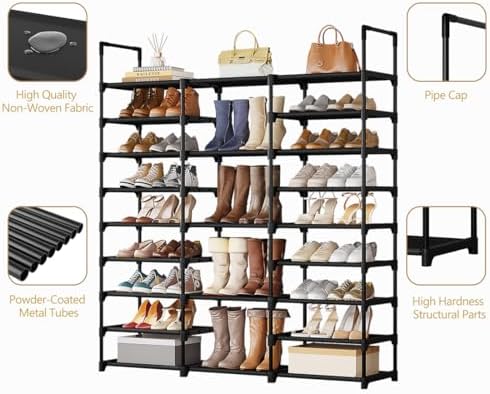 9-Tier Shoe Rack Organizer for 50-55 Pairs, Stackable Large Shoe Stand - Image 4