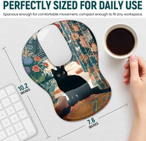 Ergonomic Mouse Pad with Wrist Rest, Gel Wrist Support, Cozy Cat - Image 6