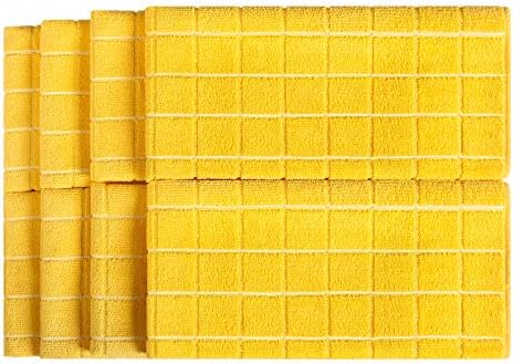 Microfiber Dish Towels - Soft, Super Absorbent and Lint Free Kitchen Towels - 8 Pack (Lattice Designed Yellow Colors) - 26 x 18 Inch (Yellow) - Image 2