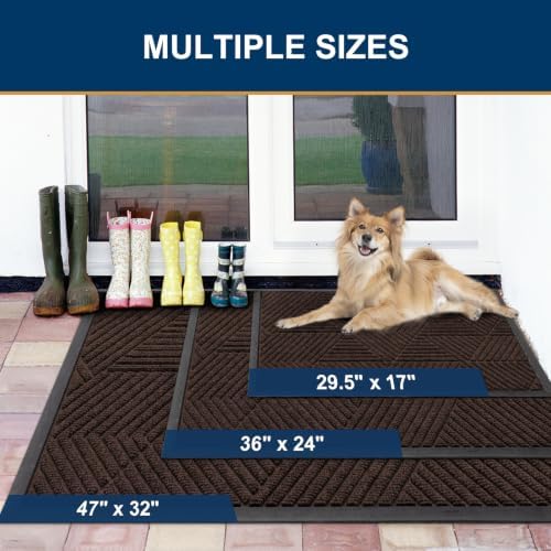 Smiry Front Door Mat Outside Entrance, Low Profile Rubber Doormat, 33x21 - Image 2