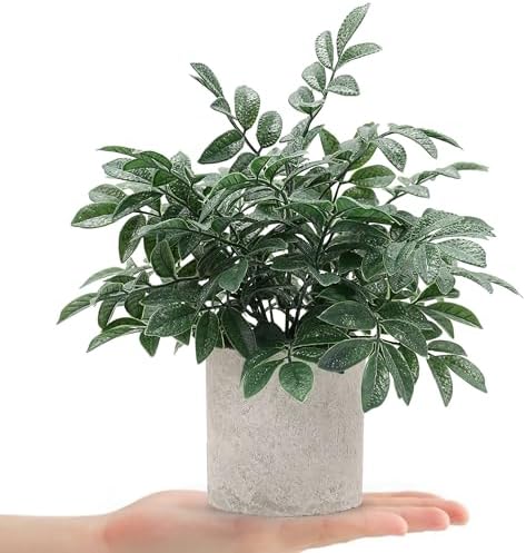 Coferset 2 Pack Small Fake Plants Herb Potted,Gray Green - Image 2