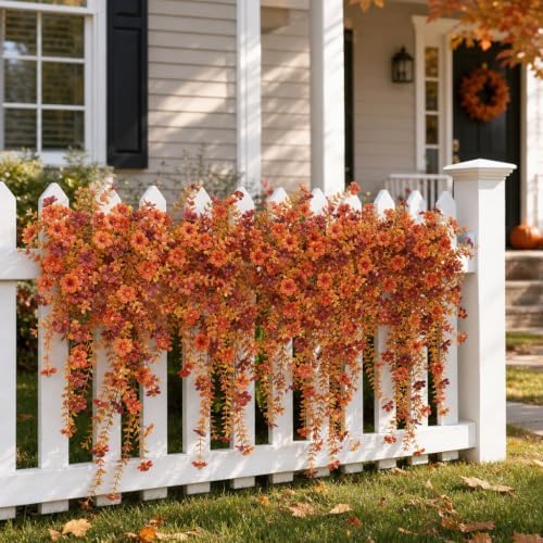 2PCS Artificial Fake Hanging Flowers Plants for Outdoor Fall Decor - Image 3